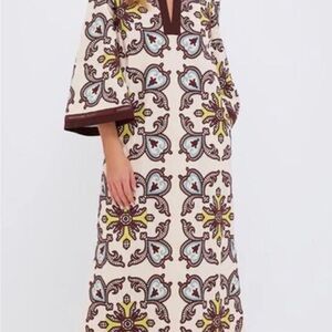 Tuckernuck Cream and Brown Lorena Kaftan Dress